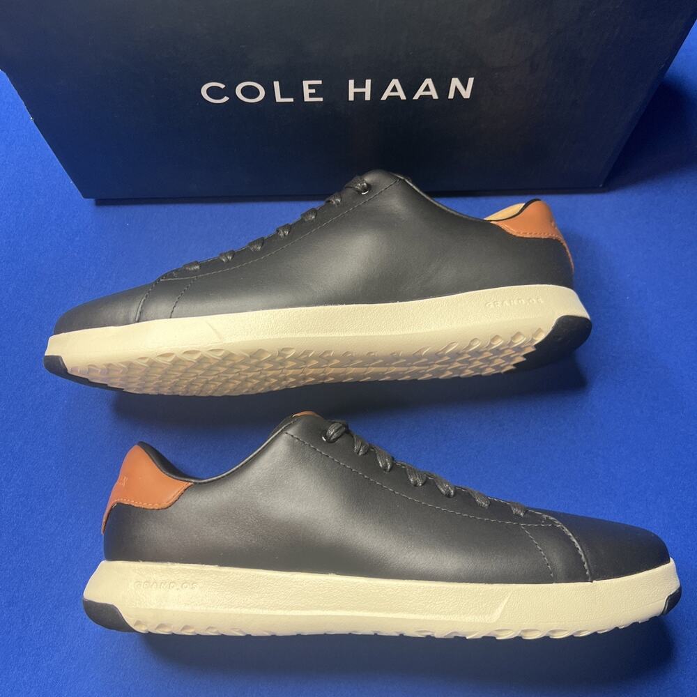 Cole Haan Mens Size 8-W Grandpro Fashion Tennis Sneaker Blk/British Tan C23877 - Picture 2 of 10